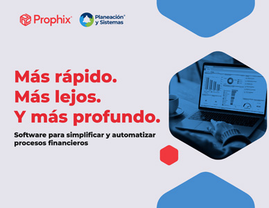 Más Rápido, Más Lejos y Más Profundo. Laptop mostrando la interfase del software Prophix.